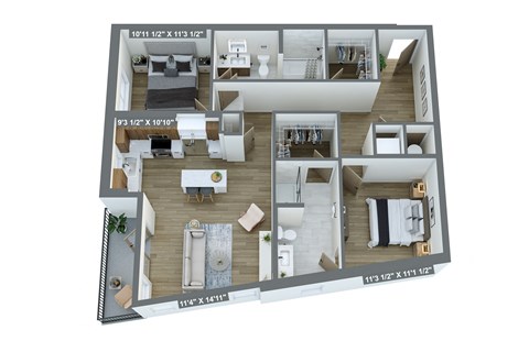 the 1300  3 bedroom floor plan  460 sq ft